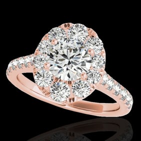 2 ctw Certified Diamond Solitaire Halo Ring 10k Rose Gold