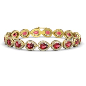 16.93 ctw Tourmaline & Diamond Micro Pave Halo Bracelet 10k Yellow Gold