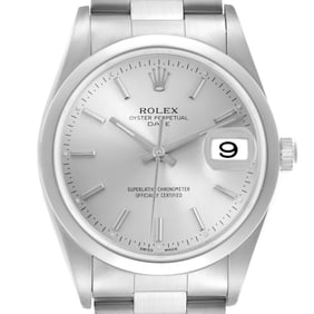 Rolex Date Silver Dial Smooth Bezel