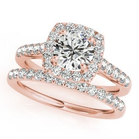 2.05 ctw Certified VS/SI Diamond 2pc Wedding Set Halo 14k Rose Gold