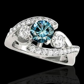 1.76 ctw SI Certified Fancy Blue Diamond Bypass Ring 10k White Gold