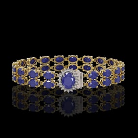 19.57 ctw Sapphire & Diamond Bracelet 14K Yellow Gold