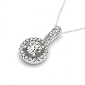 1.33 ctw Certified VS/SI Diamond Halo Necklace 14k White Gold