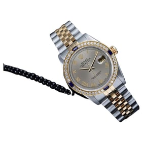 Rolex Datejust Grey Roman Dial Sapphire/Diamond