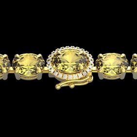 19.25 ctw Citrine & VS/SI Diamond Micro Pave Bracelet 14k Yellow Gold