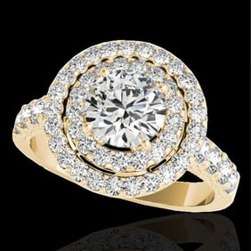 2.25 ctw Certified Diamond Solitaire Halo Ring 10k Yellow Gold