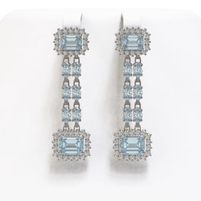 11.04 ctw Sky Topaz & Diamond Earrings 14K White Gold