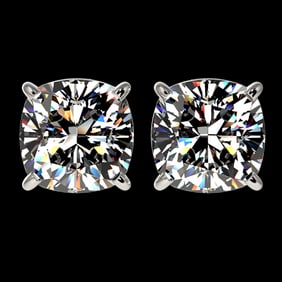 2.50 ctw VS/SI Quality Cushion Diamond Stud Earrings 10k White Gold