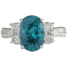 Natural Zircon Diamond Ring In 14