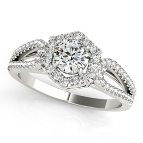 Natural 1.43 ctw Diamond Halo Ring 14k White Gold