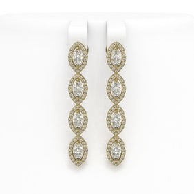4.52 ctw Marquise Cut Diamond Micro Pave Earrings 18K Yellow Gold