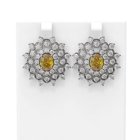 8.08 ctw Canary Citrine & Diamond Earrings 18K White Gold