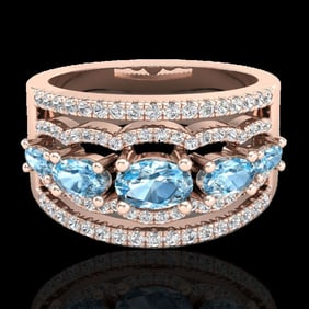 2.25 ctw Sky Blue Topaz & Micro Pave VS/SI Diamond Ring 10k Rose Gold