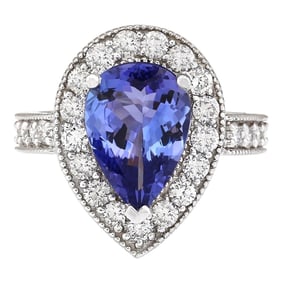 Tanzanite Diamond Ring 14K White Gold