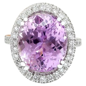 Kunzite 14K White Gold Diamond Ring