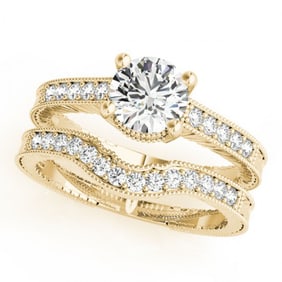 1.24 ctw Certified VS/SI Diamond 2pc Wedding Set Antique 14k Yellow Gold