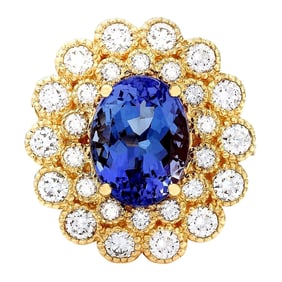 Natural Tanzanite Diamond Ring In 14
