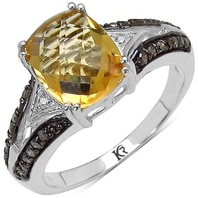 2.82 CT Genuine Citrine, Champagne Diamond
