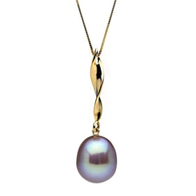 Metallic Lavender Freshwater Drop-Shape Pearl Icicle Pendant, 11.0-12.0mm