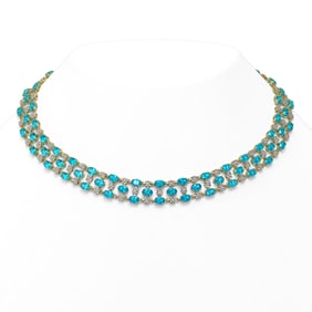 61.73 ctw Swiss Topaz & Diamond Necklace 10K Yellow Gold