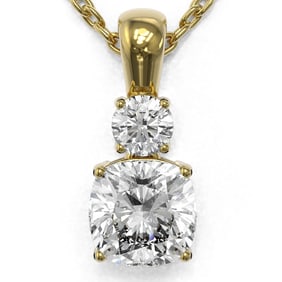 0.9 ctw Cushion Cut Diamond Designer Necklace 18K Yellow Gold