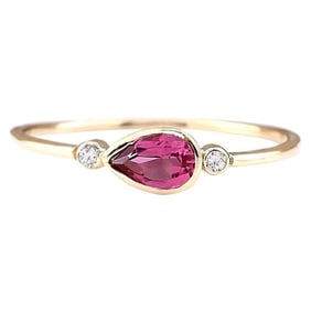 Tourmaline Diamond Ring 14K Yellow Gold