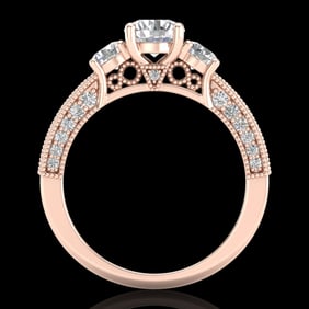 2.07 ctw VS/SI Diamond Solitaire Art Deco 3 Stone Ring 18k Rose Gold