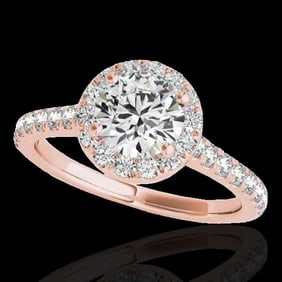 1.70 ctw Certified Diamond Solitaire Halo Ring 10k Rose Gold