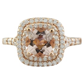 2.25 CTW Morganite 14K Rose Gold Diamond Ring