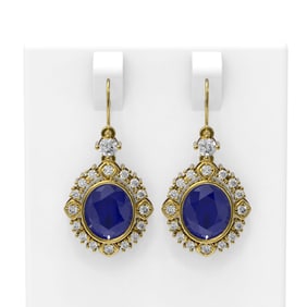 9.52 ctw Sapphire & Diamond Earrings 18K Yellow Gold