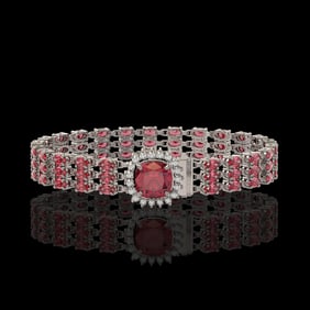 28.56 ctw Tourmaline & Diamond Bracelet 14K White Gold