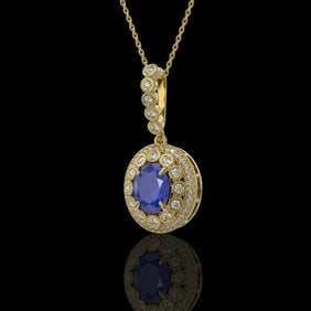 4.67 ctw Sapphire & Diamond Victorian Necklace 14K Yellow Gold