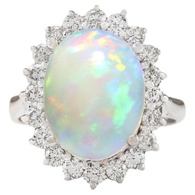 Natural Opal 14 Karat White Gold