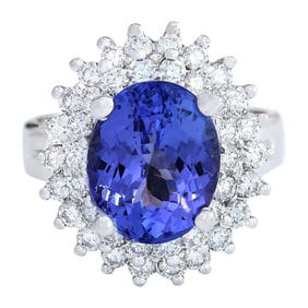 Tanzanite Diamond Ring 14K White Gold