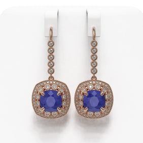 12.9 ctw Certified Sapphire & Diamond Victorian Earrings 14K Rose Gold