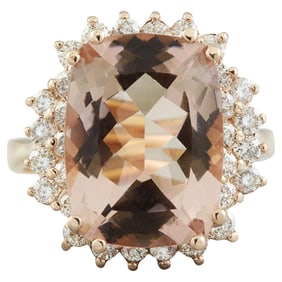 Morganite Diamond Ring 14K Rose Gold