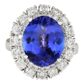 Tanzanite Diamond Ring 14K White Gold