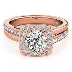 1.33 ctw Certified VS/SI Diamond Halo Ring 18k Rose Gold