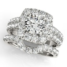 2.76 ctw Certified VS/SI Diamond 2pc Wedding Set Halo 14k White Gold