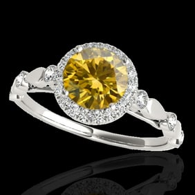1.25 ctw Certified SI/I Fancy Intense Yellow Diamond Ring 10k White Gold