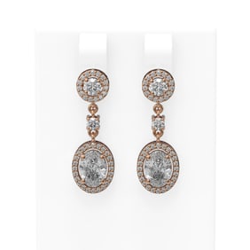 3.33 ctw Oval Diamond Earrings 18K Rose Gold