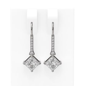 1.64 ctw Princess Diamond Earrings 18K White Gold