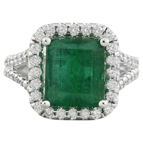 Natural Emerald Diamond Ring in 14