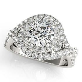 Natural 1.75 ctw Diamond Halo Ring 14k White Gold