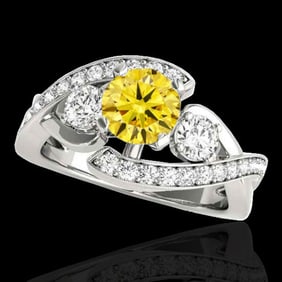 2.01 ctw Certified SI Intense Yellow Diamond Bypass Ring 10k White Gold