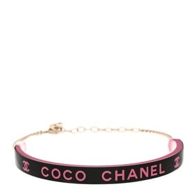 Chanel Resin Logo Choker Pink Black