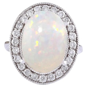 Natural Opal 14 Karat White Gold