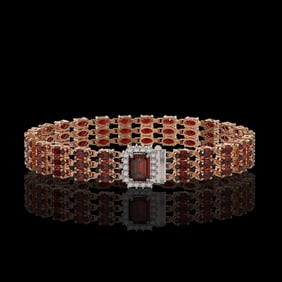 21.51 ctw Garnet & Diamond Bracelet 14K Rose Gold
