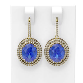 8.95 ctw Tanzanite & Diamond Earrings 18K Yellow Gold