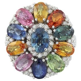 Natural Sapphire Diamond Ring in 14